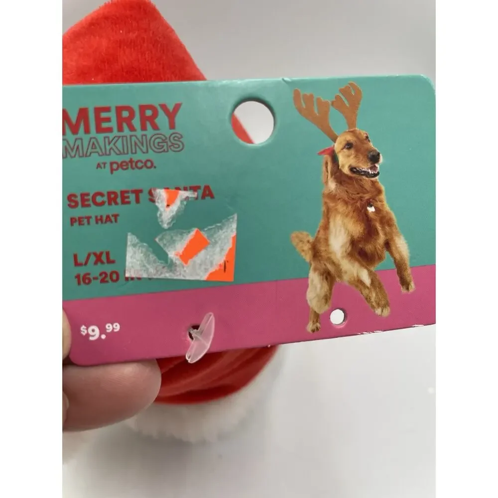Merry Makings At Petco Christmas Dog Santa Hat L/XL Head Wear